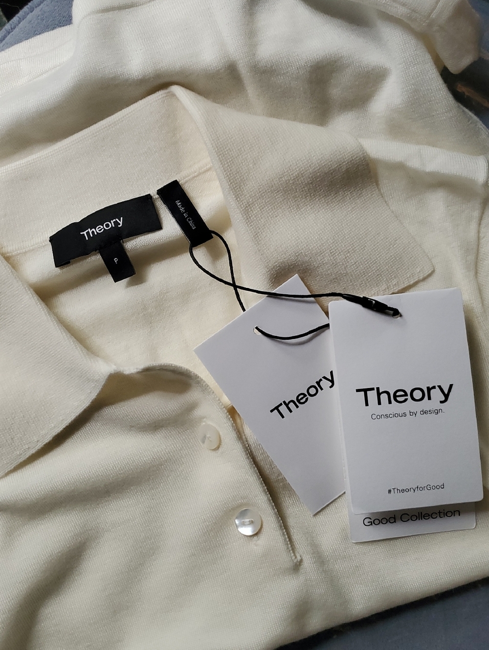 Theory Ivory Polo Knit with Tags P